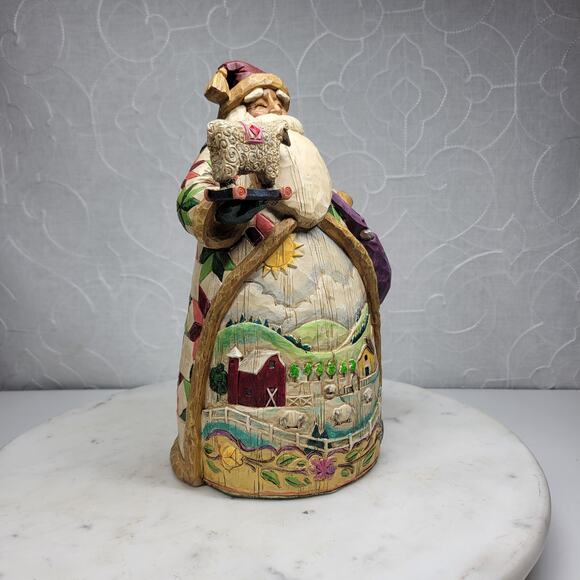 Jim Shore Heartwood Creek Over the Fields We Go Santa with Sheep Figurine 9” - Picture 7 of 13